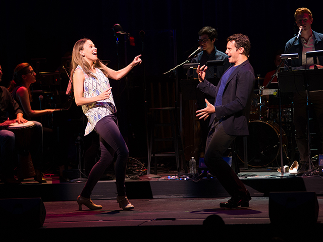 Sutton Foster and Jonathan Groff in the Off-Center Jamboree; photo by Joan Marcus